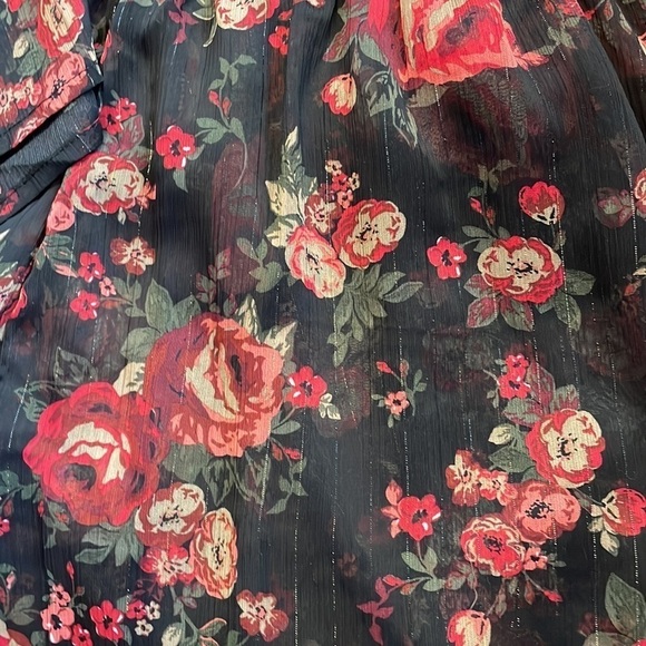 Torrid Black and Red Floral Sheer Long Sleeve - Picture 6 of 7